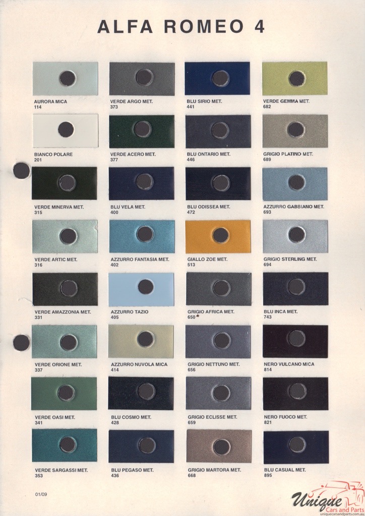 1995-2000 Alfa-Romeo Octoral 4 Paint Charts